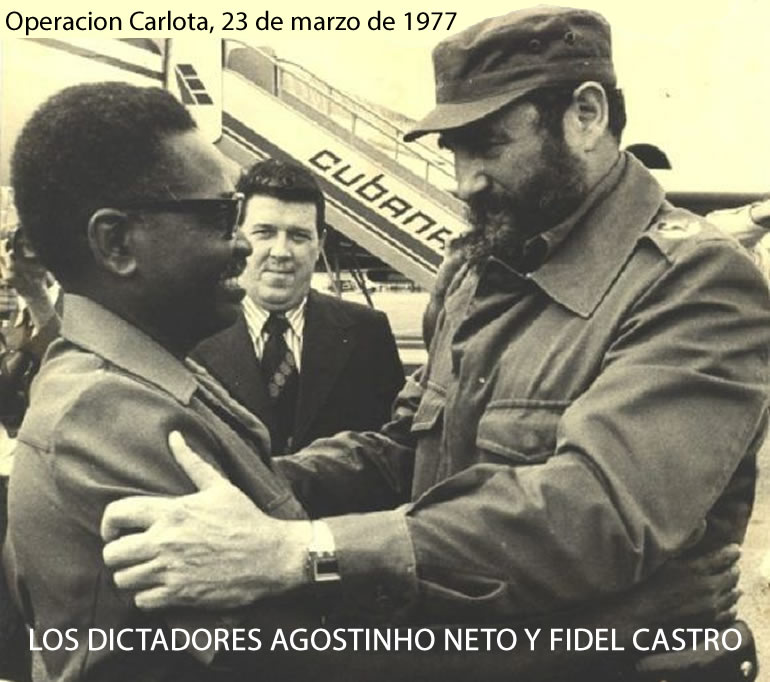 Los dictadores Antonio Agostinho Neto y Fidel Castro en Angola durante la Operacion Carlota, 23 de marzo de 1977 Los dictadores Antonio Agostinho Neto y Fidel Castro en Angola durante la Operacion Carlota, 23 de marzo de 1977